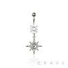 316L SURGICAL STEEL MULTI CZ STARBURST BELLY BUTTON NAVEL RING 